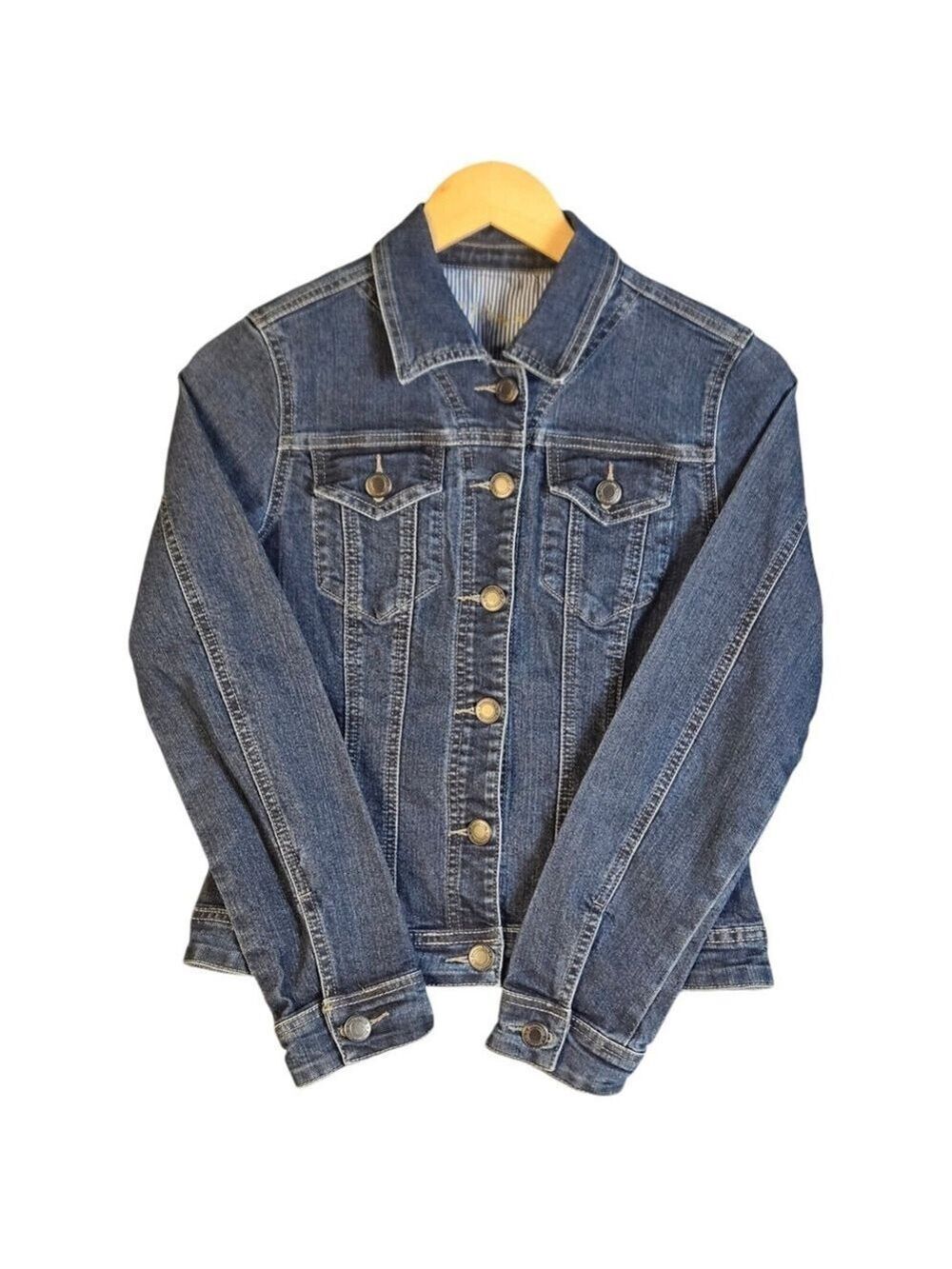 Parasuco Denim Jacket Women’s Small S/P Dark Wash Stretch Jean Coat